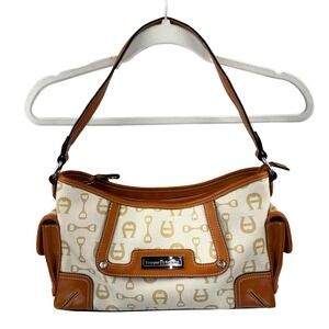 Vintage Y2K Etienne Aigner Monogram Brown Tan Small Preppy Shoulder Bag Handbag